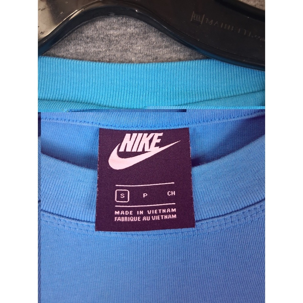 Nike Womens Shirt S Blue White Colorblock Script Logo VTG Y2K Oversized Street - Picture 6 of 9